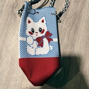 Charming Red and Blue Cat Print Wristlet